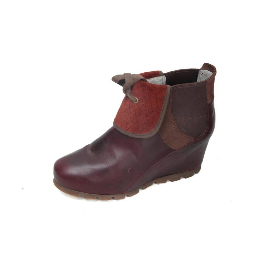 Merrell Cinnamon Smooth Ankle Wedge Booties Women's Sz 7 Shoes